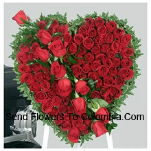 A Beautiful Heart Shaped Arrangement Of 100 Red Roses