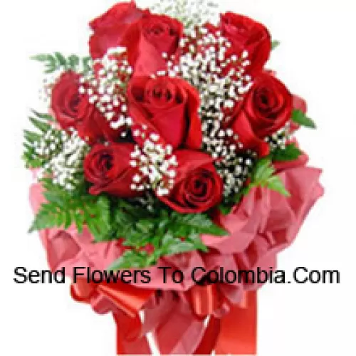 Bunch Of 10 Red Colored Roses