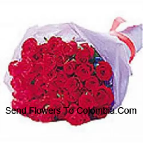 Beautifully Wrapped Bunch Of 24 Red Roses